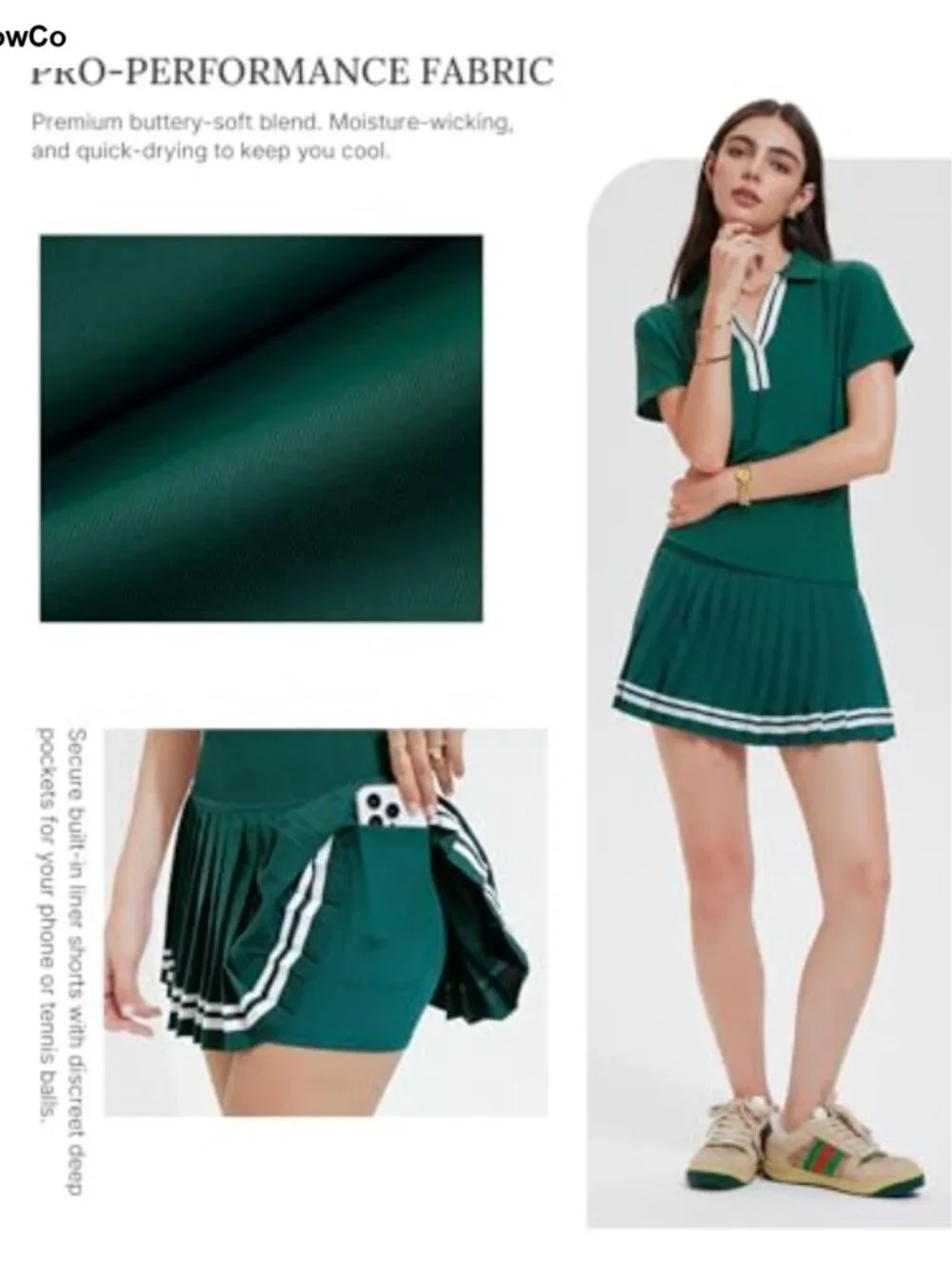 Women 2 Piece Tennis Skirt Set Pleated High Waisted Skort Golf Outfit with